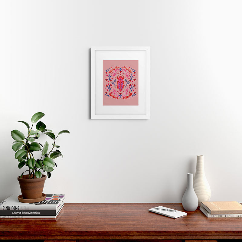Angela Minca Lovebug pink and red Framed Art Print
