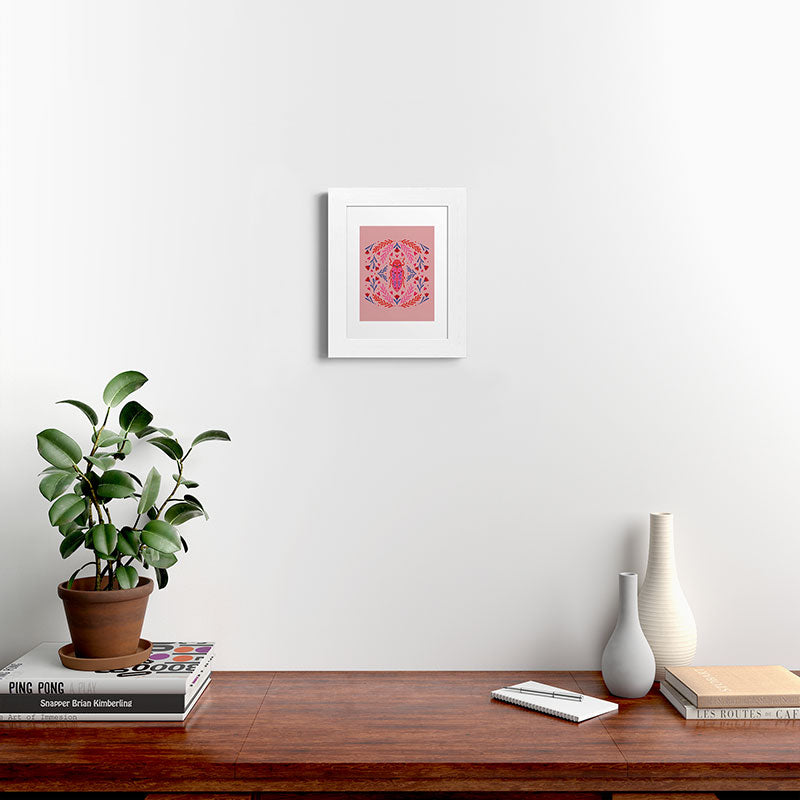 Angela Minca Lovebug pink and red Framed Art Print