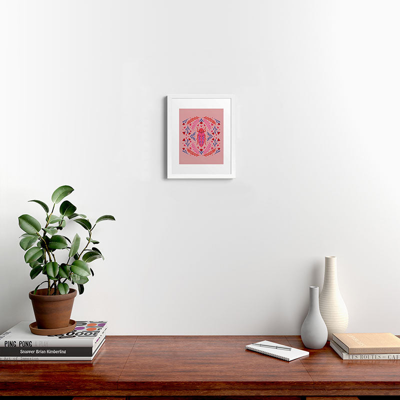 Angela Minca Lovebug pink and red Framed Art Print
