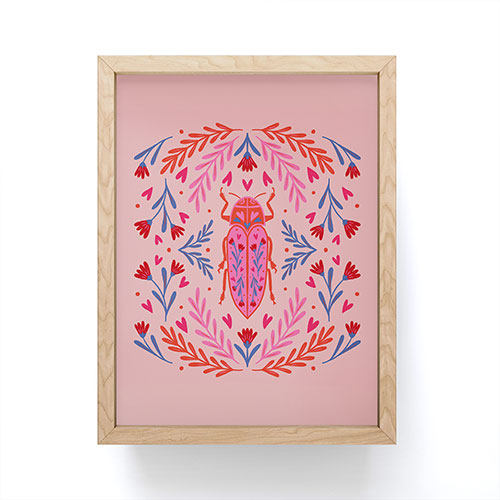 Angela Minca Lovebug pink and red Framed Mini Art Print