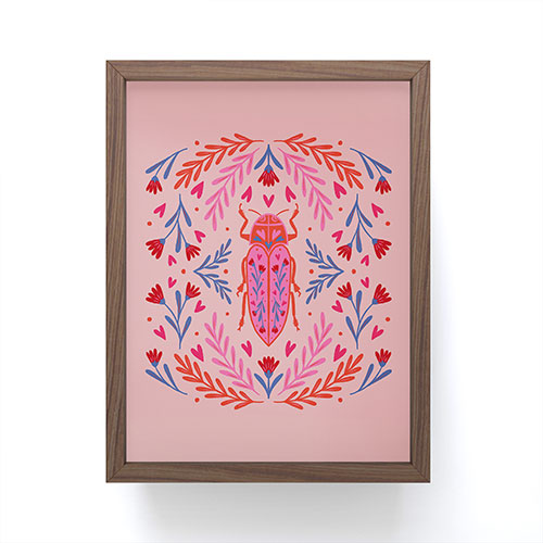 Angela Minca Lovebug pink and red Framed Mini Art Print