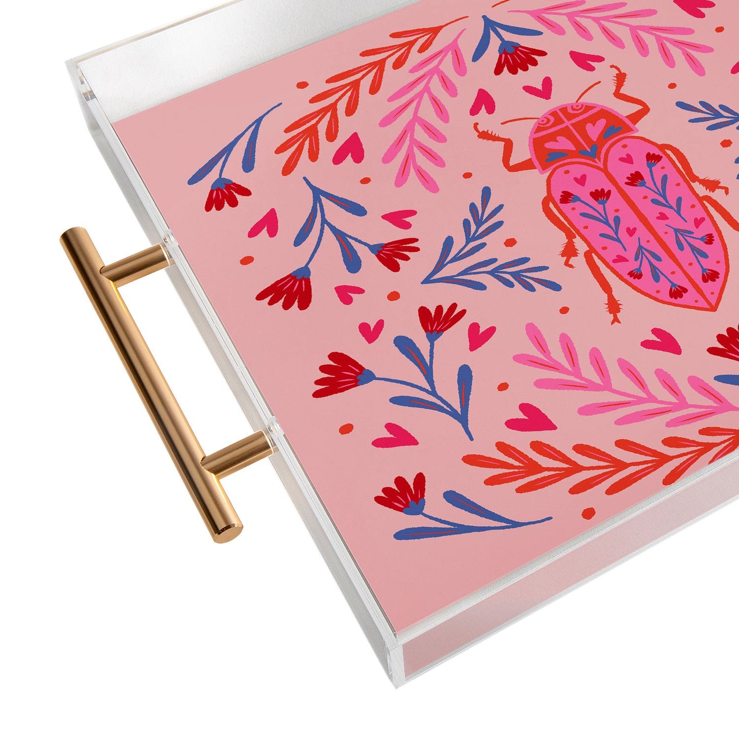 Angela Minca Lovebug pink and red Acrylic Tray