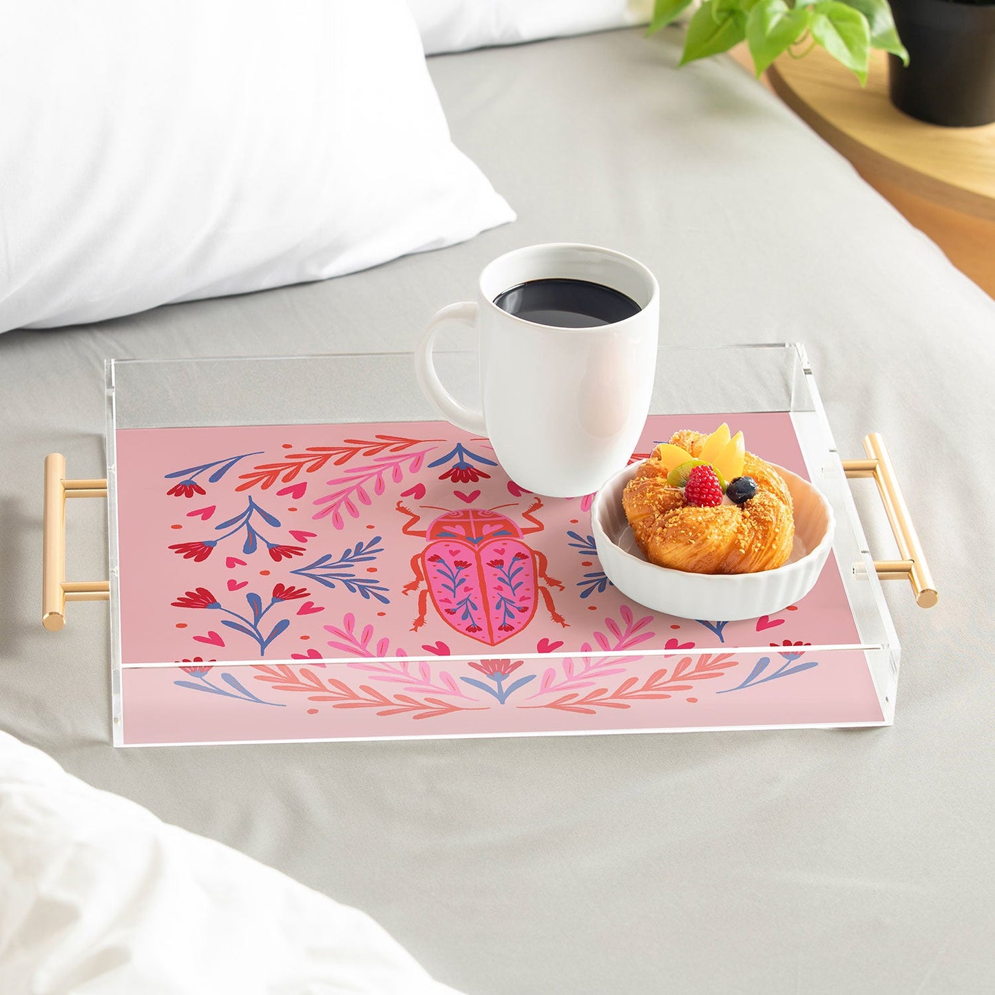 Angela Minca Lovebug pink and red Acrylic Tray