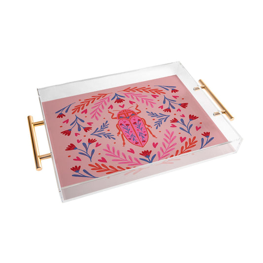 Angela Minca Lovebug pink and red Acrylic Tray