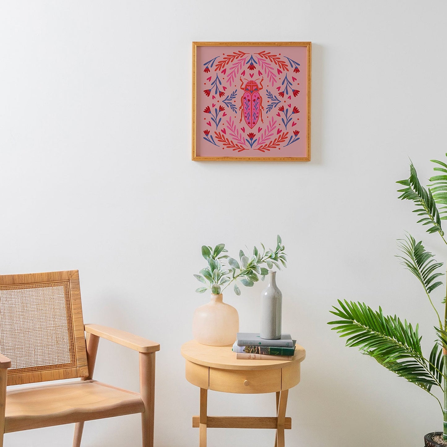 Angela Minca Lovebug pink and red Framed Wall Art