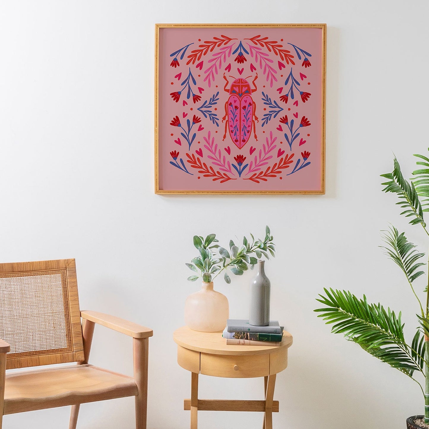 Angela Minca Lovebug pink and red Framed Wall Art