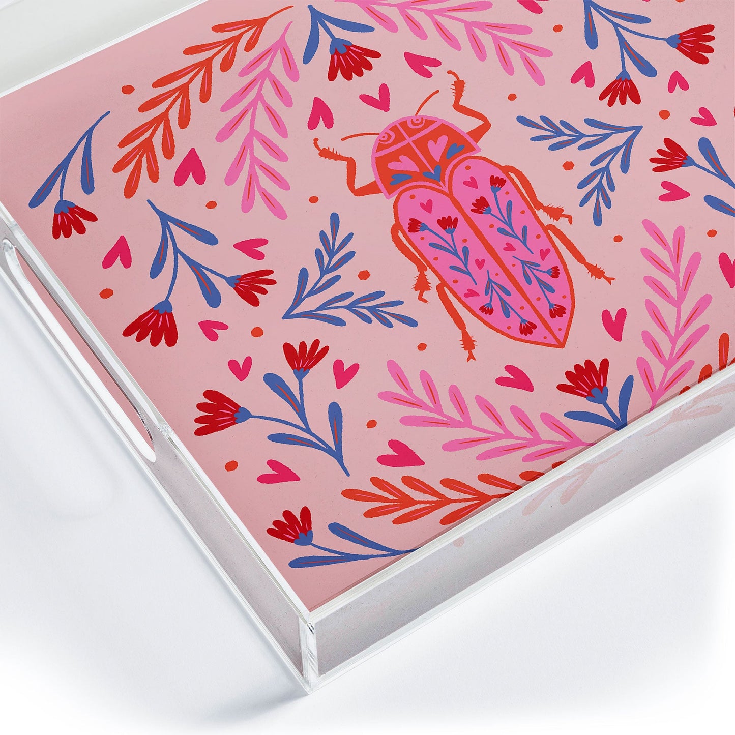Angela Minca Lovebug pink and red Acrylic Tray