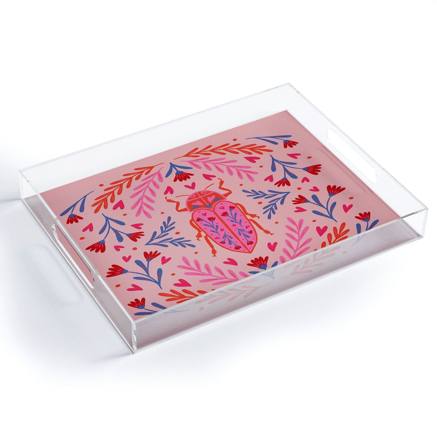 Angela Minca Lovebug pink and red Acrylic Tray