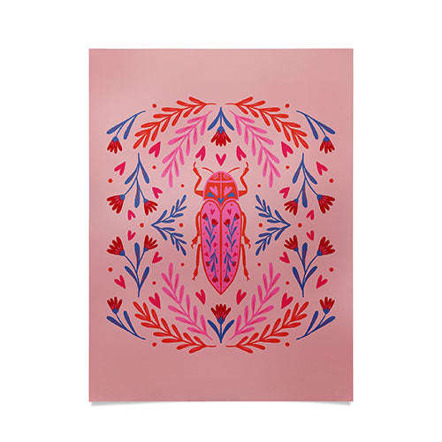 Angela Minca Lovebug pink and red Poster