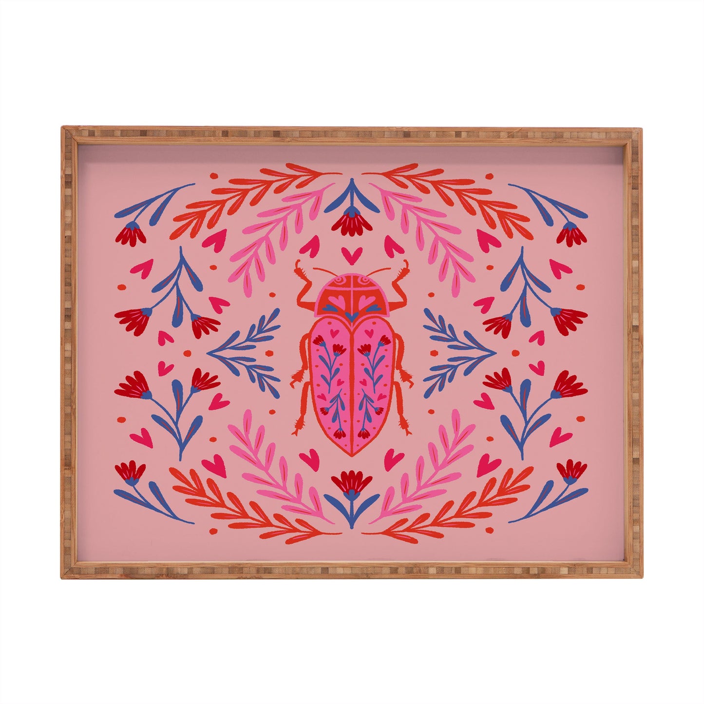 Angela Minca Lovebug pink and red Rectangular Tray