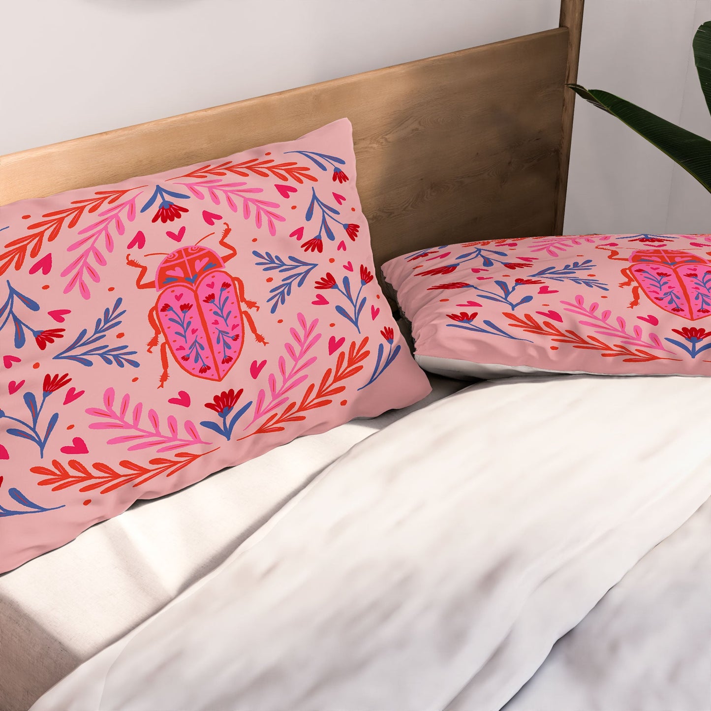 Angela Minca Lovebug pink and red Pillow Shams