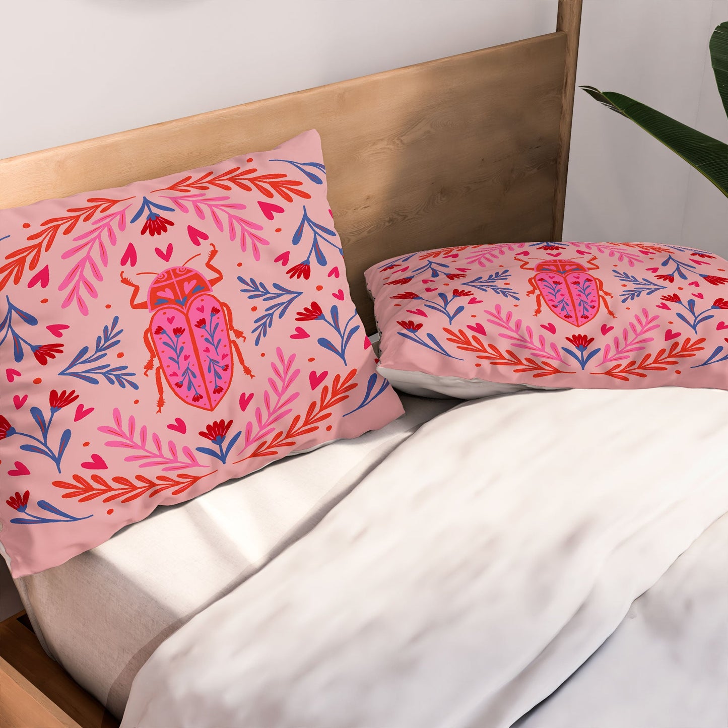 Angela Minca Lovebug pink and red Pillow Shams