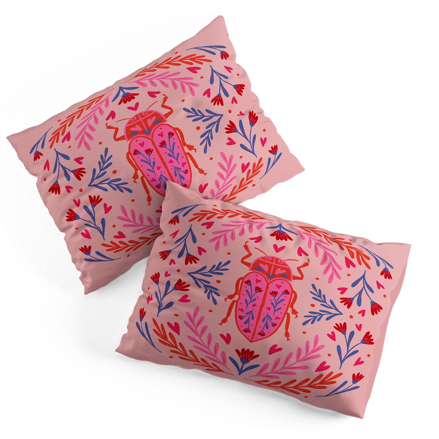 Angela Minca Lovebug pink and red Pillow Shams