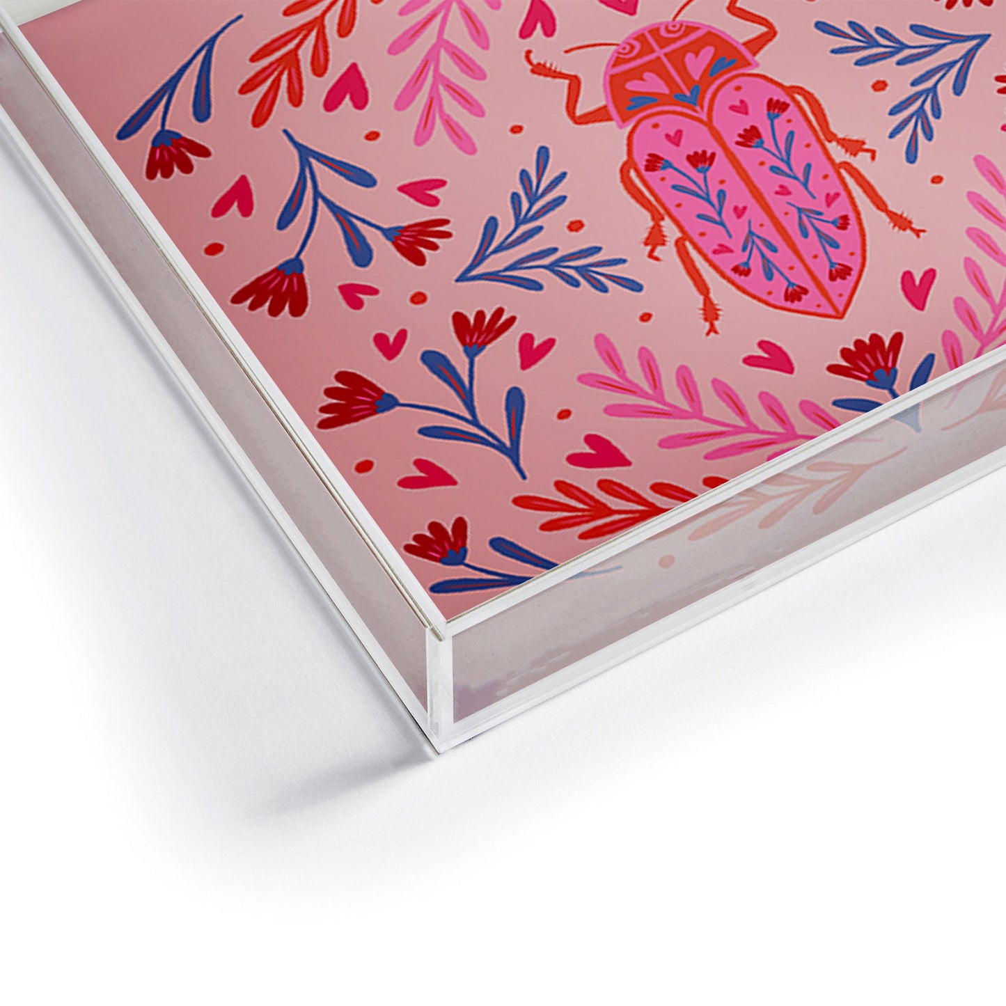 Angela Minca Lovebug pink and red Acrylic Tray