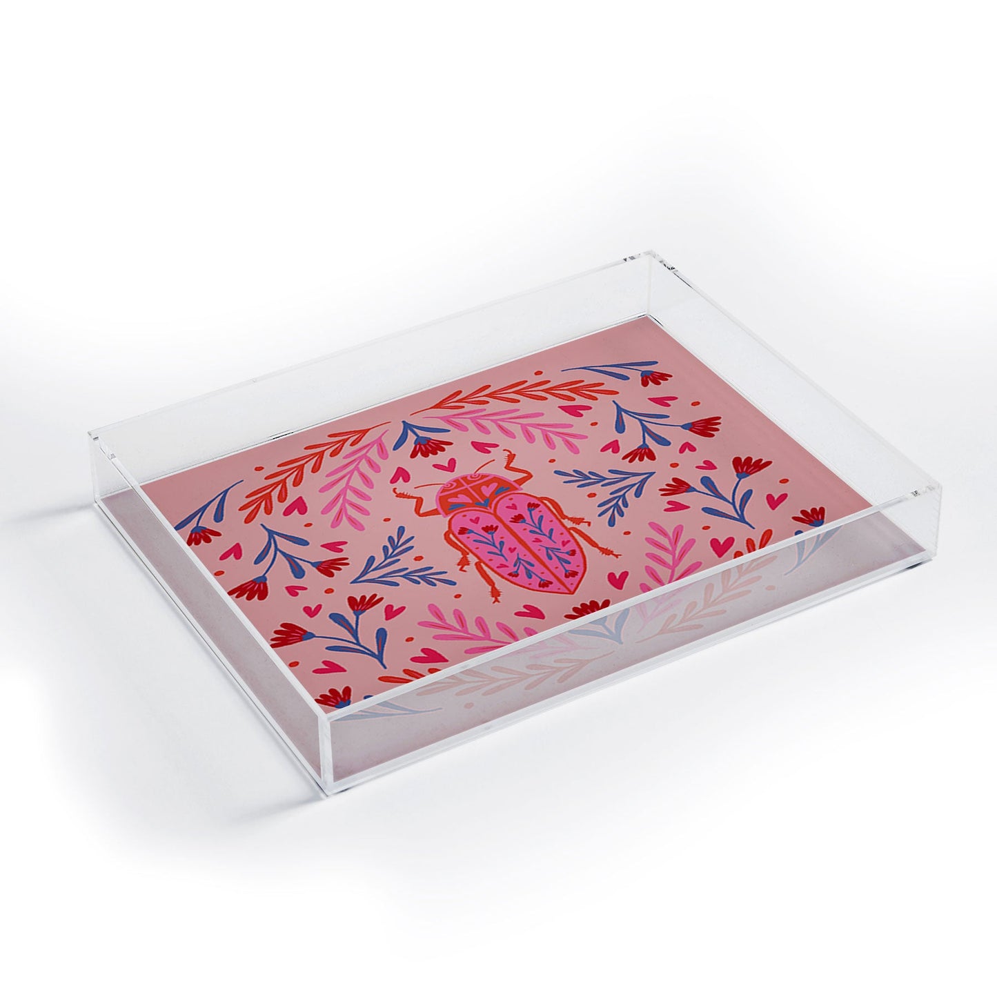 Angela Minca Lovebug pink and red Acrylic Tray
