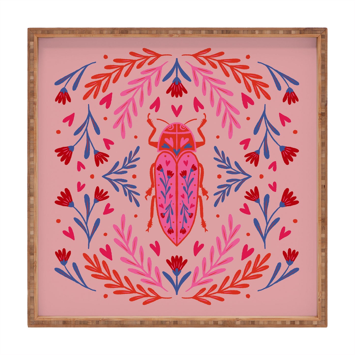 Angela Minca Lovebug pink and red Square Tray