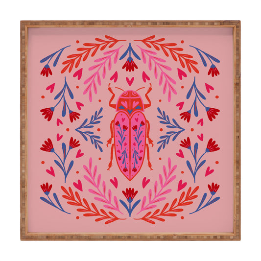 Angela Minca Lovebug pink and red Square Tray