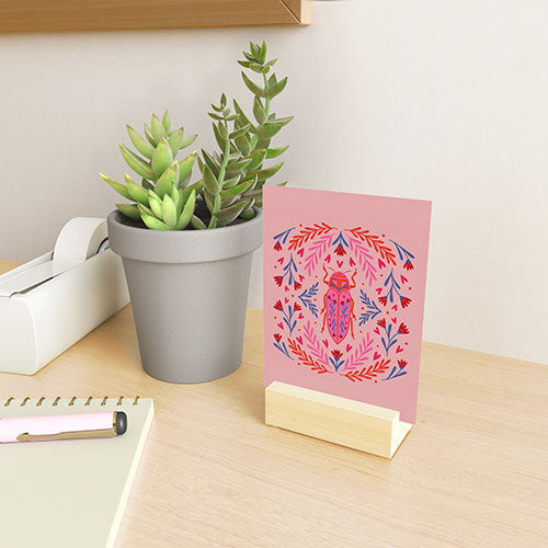 Angela Minca Lovebug pink and red Mini Art Print