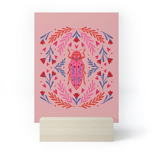 Angela Minca Lovebug pink and red Mini Art Print