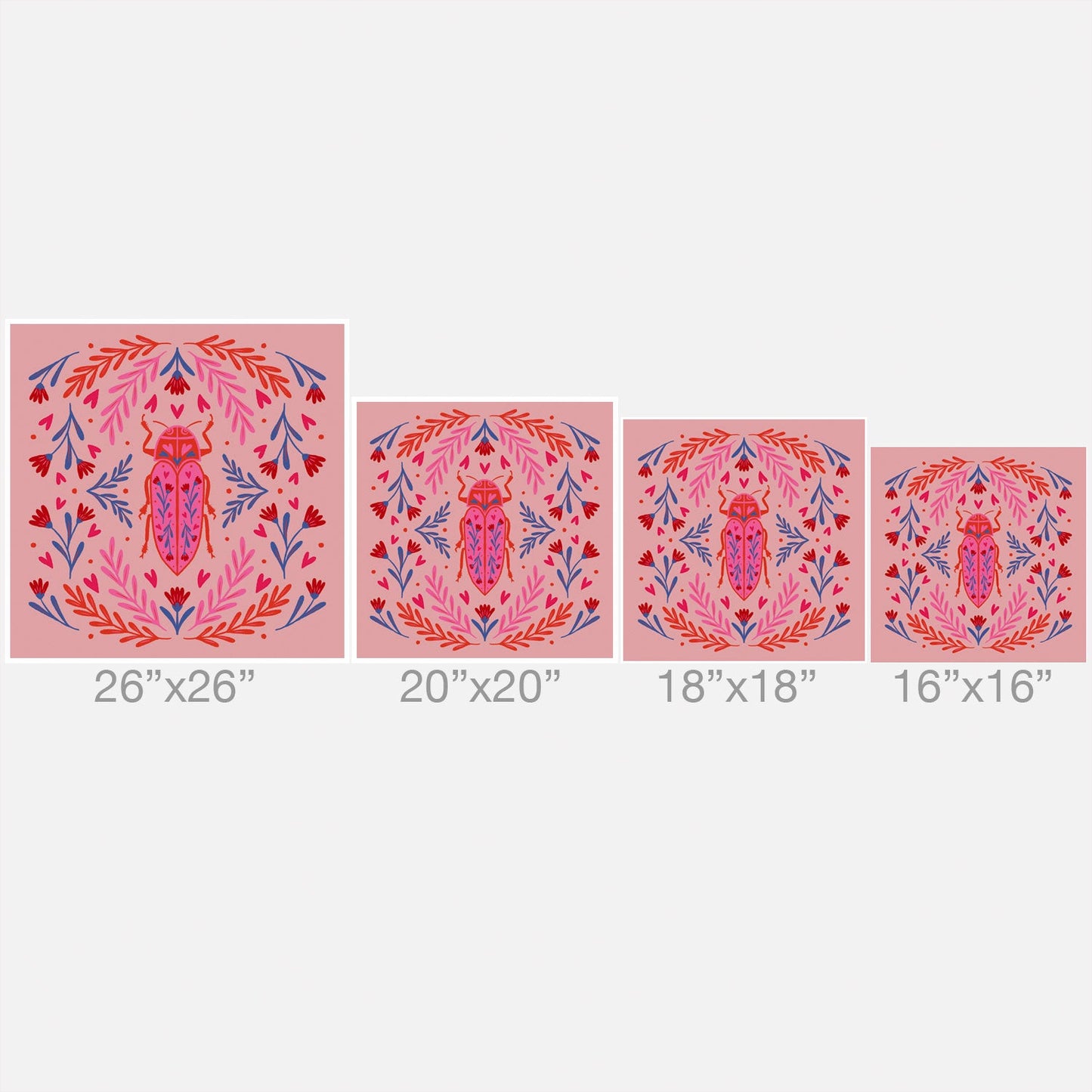 Angela Minca Lovebug pink and red Outdoor Throw Pillow