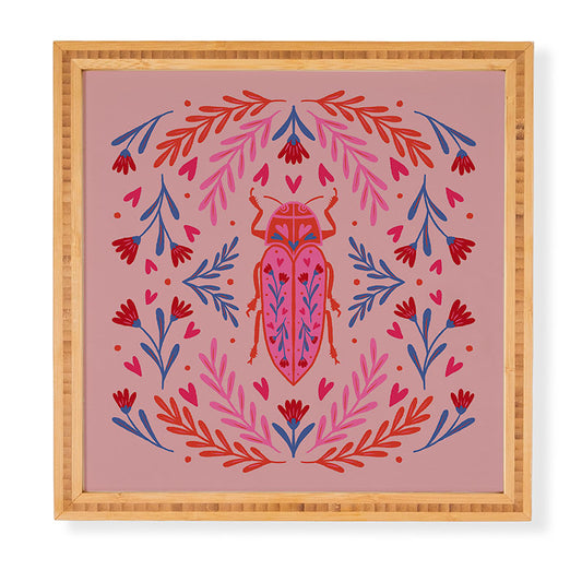 Angela Minca Lovebug pink and red Framed Wall Art
