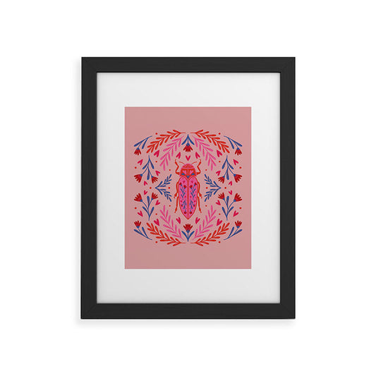 Angela Minca Lovebug pink and red Framed Art Print