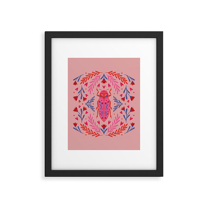 Angela Minca Lovebug pink and red Framed Art Print