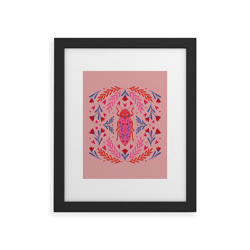 Angela Minca Lovebug pink and red Framed Art Print