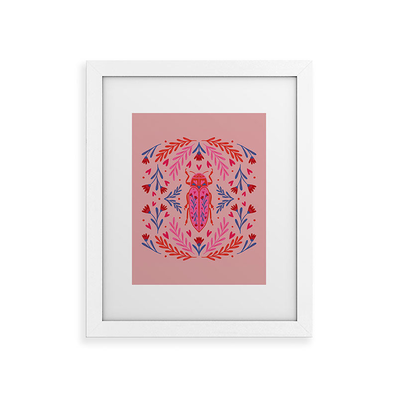 Angela Minca Lovebug pink and red Framed Art Print