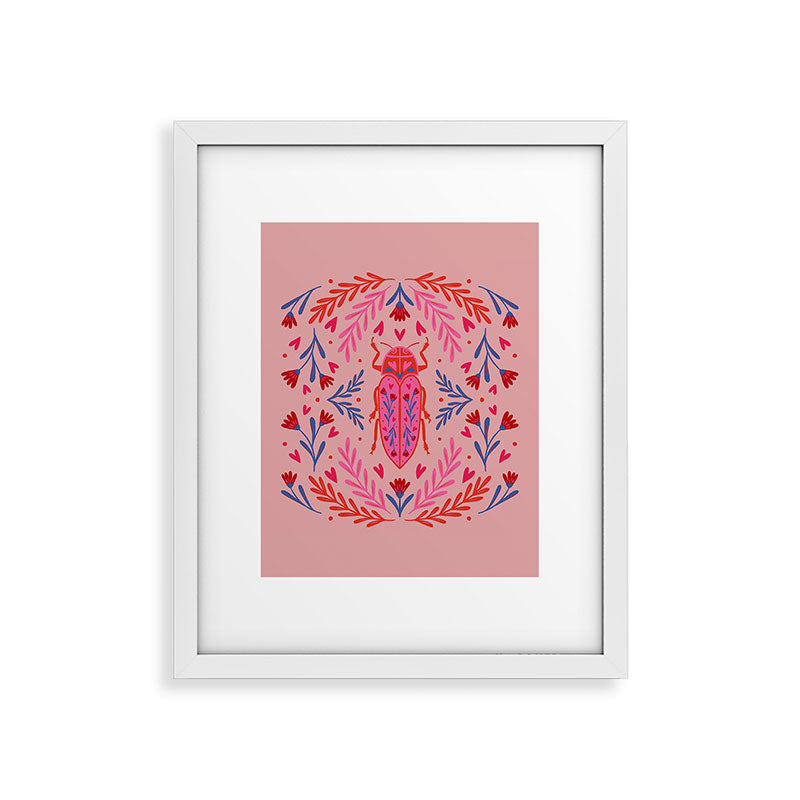 Angela Minca Lovebug pink and red Framed Art Print