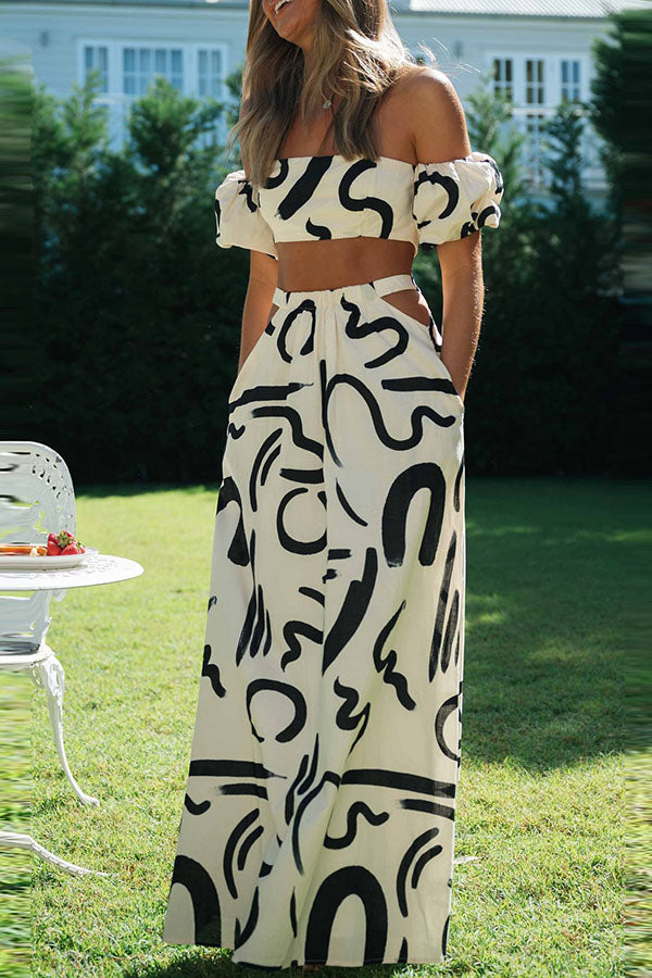 Allegra - Off-Shoulder Crop Top en Maxi Rok Set