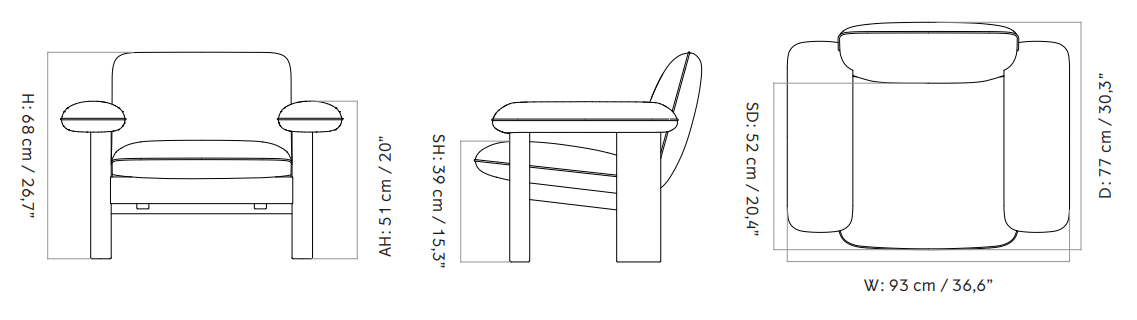 Brasilia Lounge Chair, Low Back - Textile