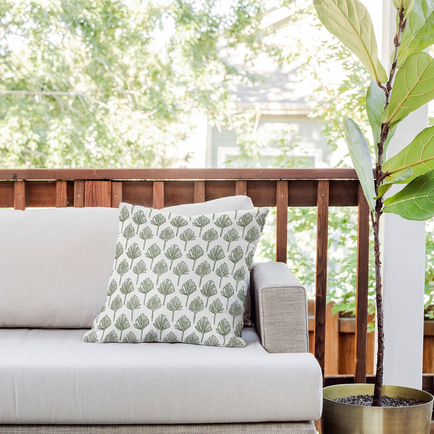 CoastL Studio Palm Sketches Outdoor Throw Pillow
