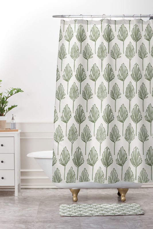 CoastL Studio Palm Sketches Shower Curtain And Mat