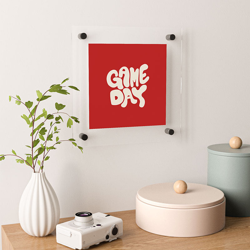DENY Designs Gameday Red and White 1 Floating Acrylic Print