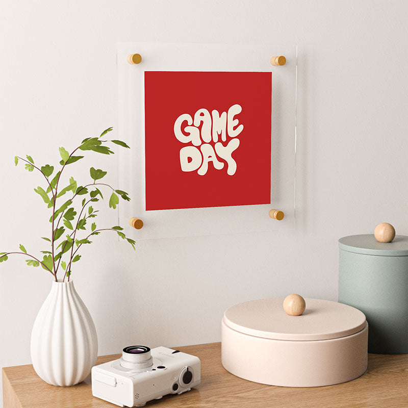 DENY Designs Gameday Red and White 1 Floating Acrylic Print