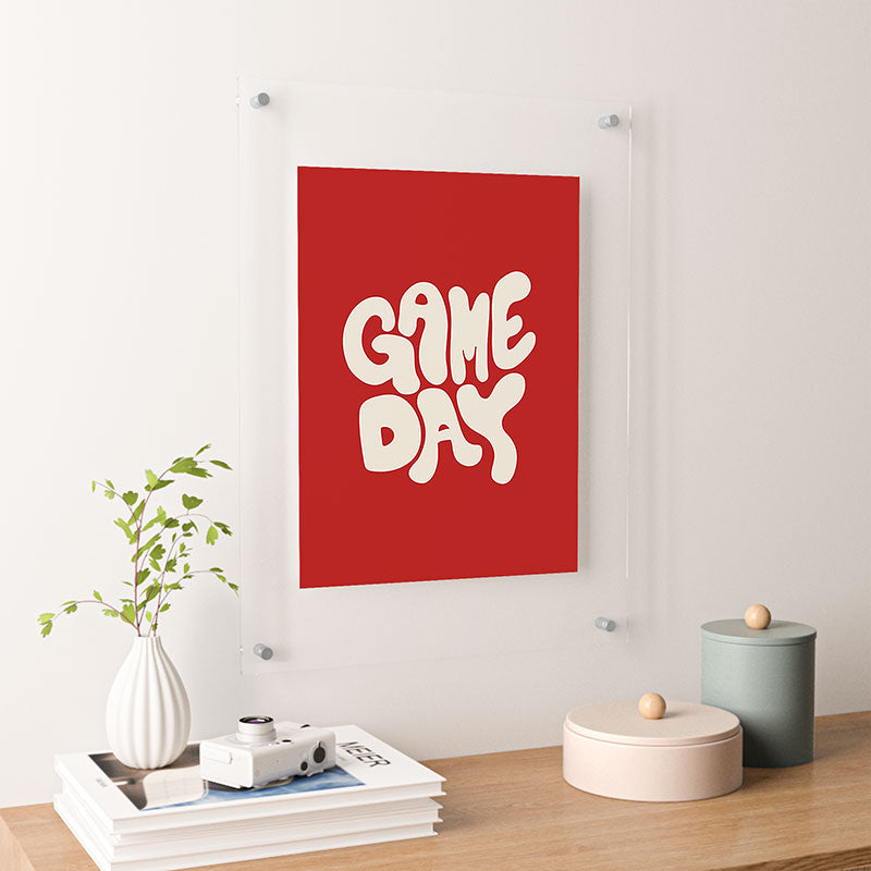 DENY Designs Gameday Red and White 1 Floating Acrylic Print