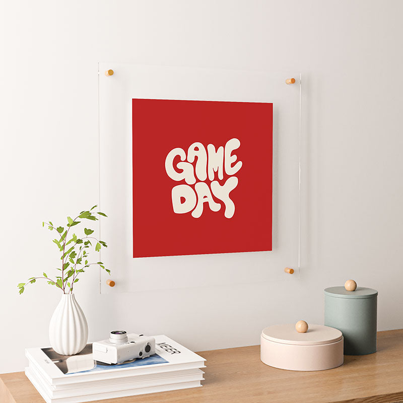 DENY Designs Gameday Red and White 1 Floating Acrylic Print