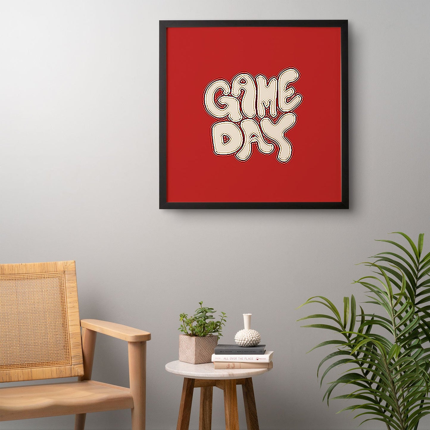 DENY Designs Gameday Red and White 1 Framed Wall Art