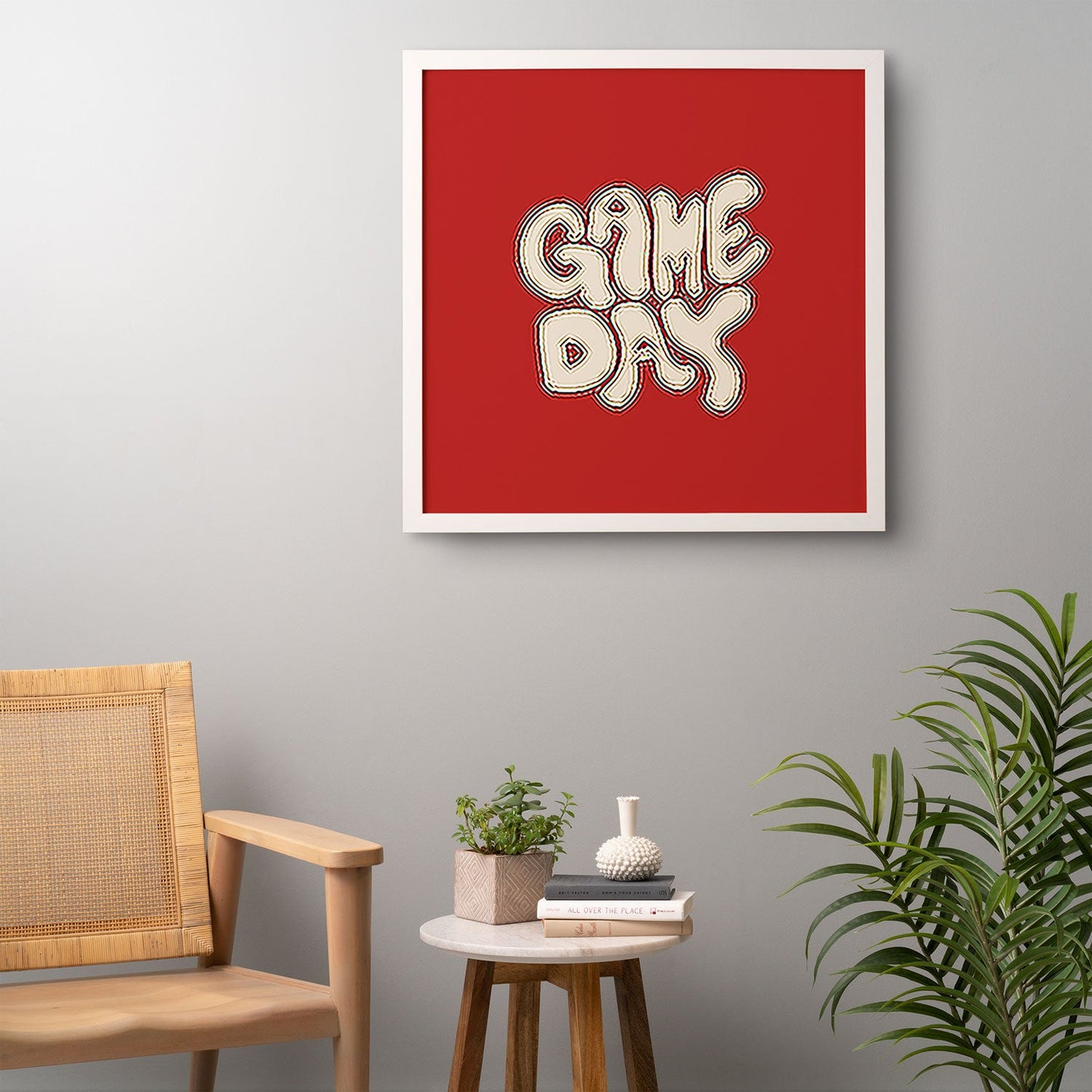 DENY Designs Gameday Red and White 1 Framed Wall Art