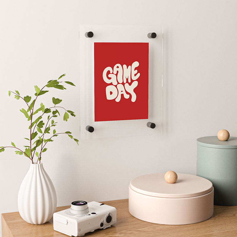 DENY Designs Gameday Red and White 1 Floating Acrylic Print
