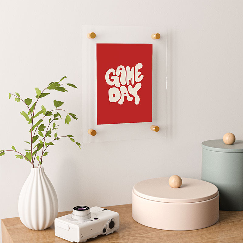 DENY Designs Gameday Red and White 1 Floating Acrylic Print