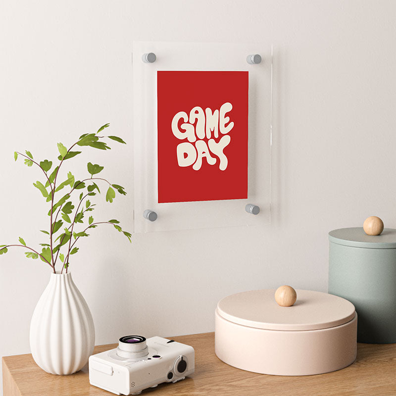 DENY Designs Gameday Red and White 1 Floating Acrylic Print