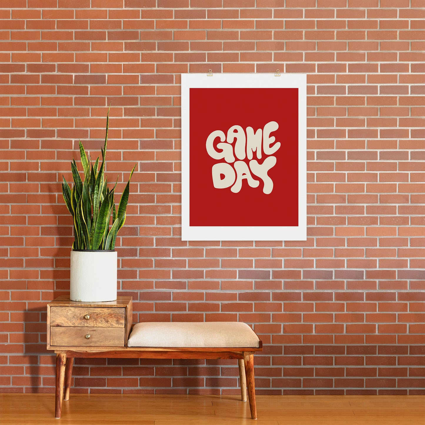 DENY Designs Gameday Red and White 1 Art Print