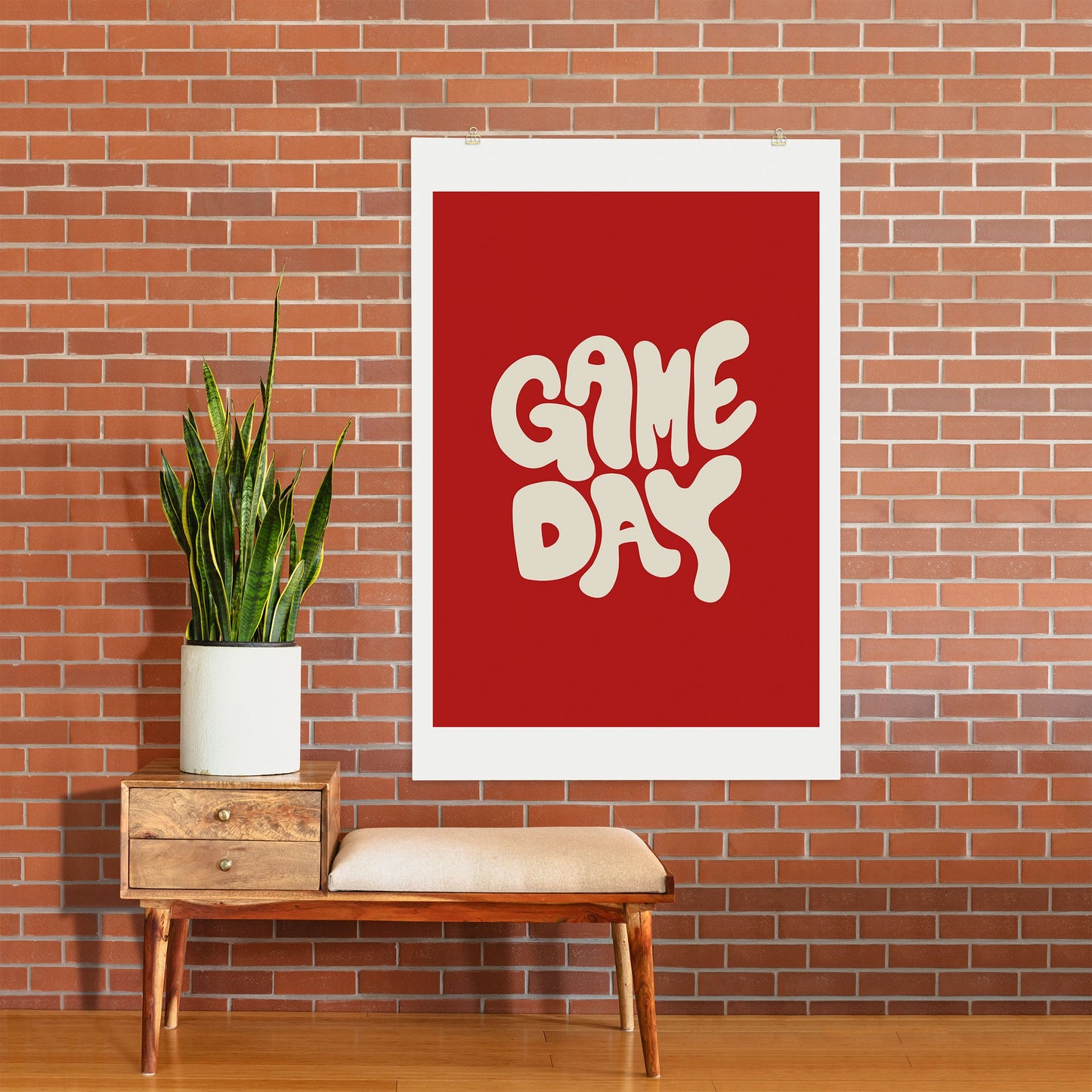 DENY Designs Gameday Red and White 1 Art Print