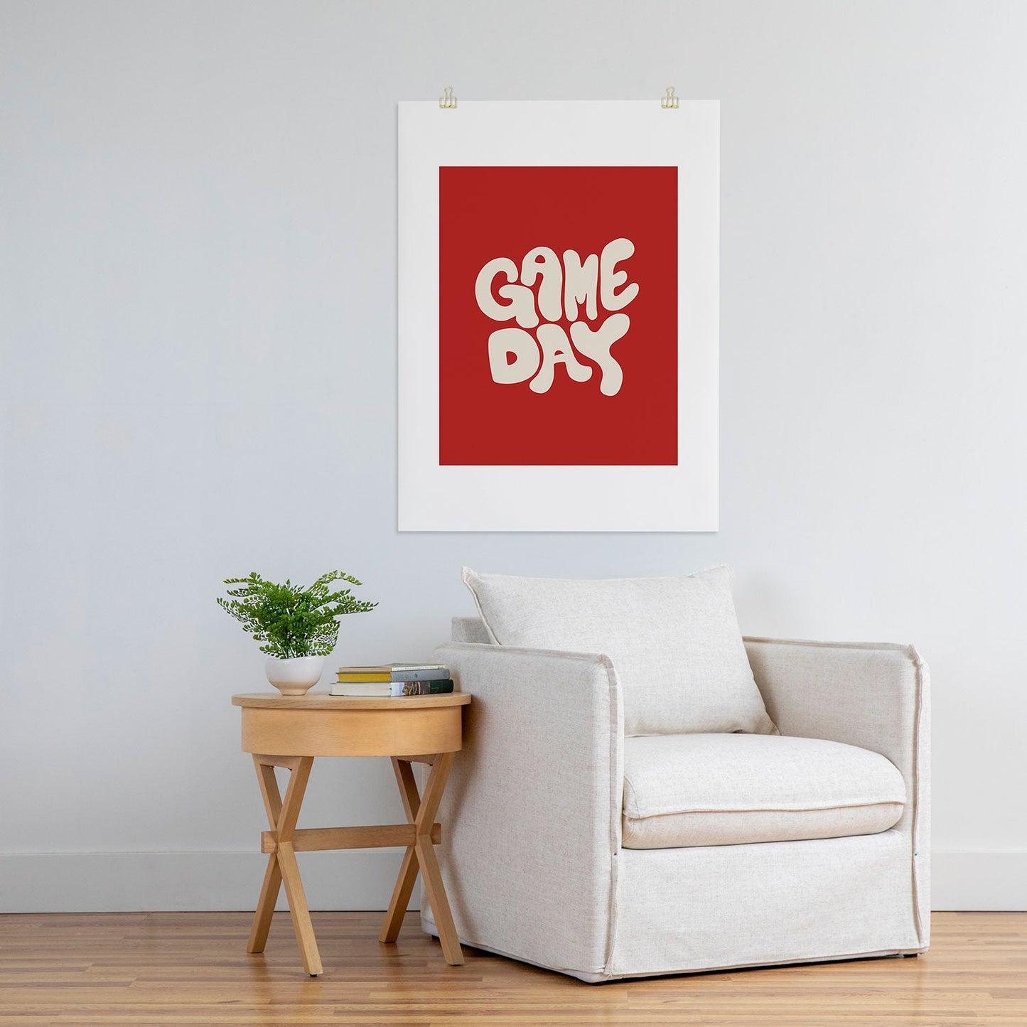 DENY Designs Gameday Red and White 1 Art Print