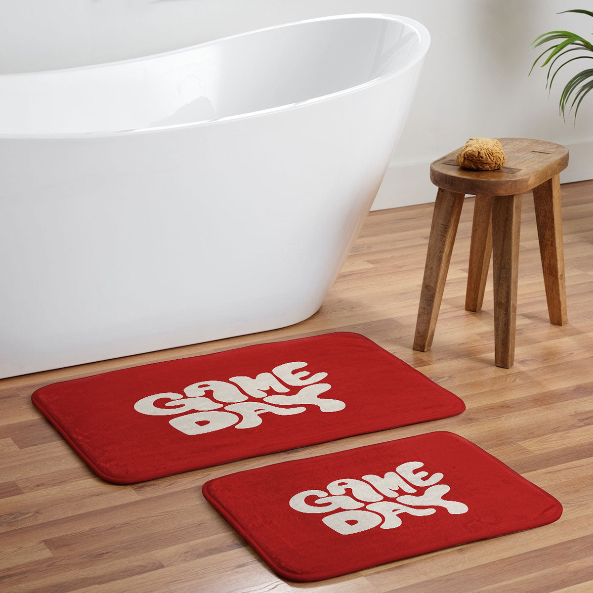 DENY Designs Gameday Red and White 1 Memory Foam Bath Mat