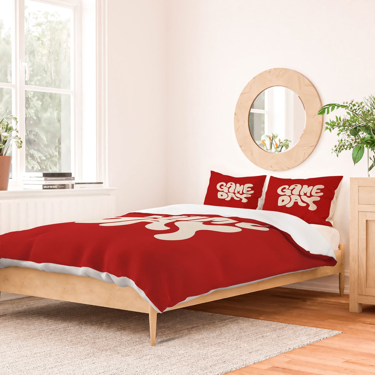 DENY Designs Gameday Red and White 1 Duvet Cover