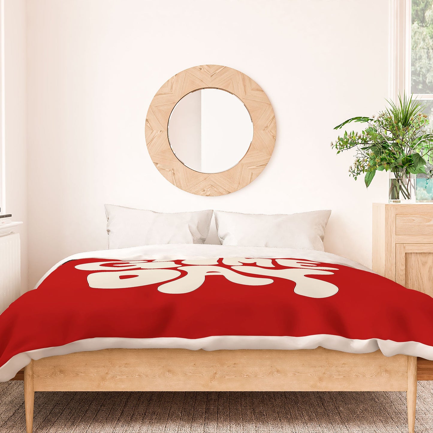 DENY Designs Gameday Red and White 1 Duvet Cover