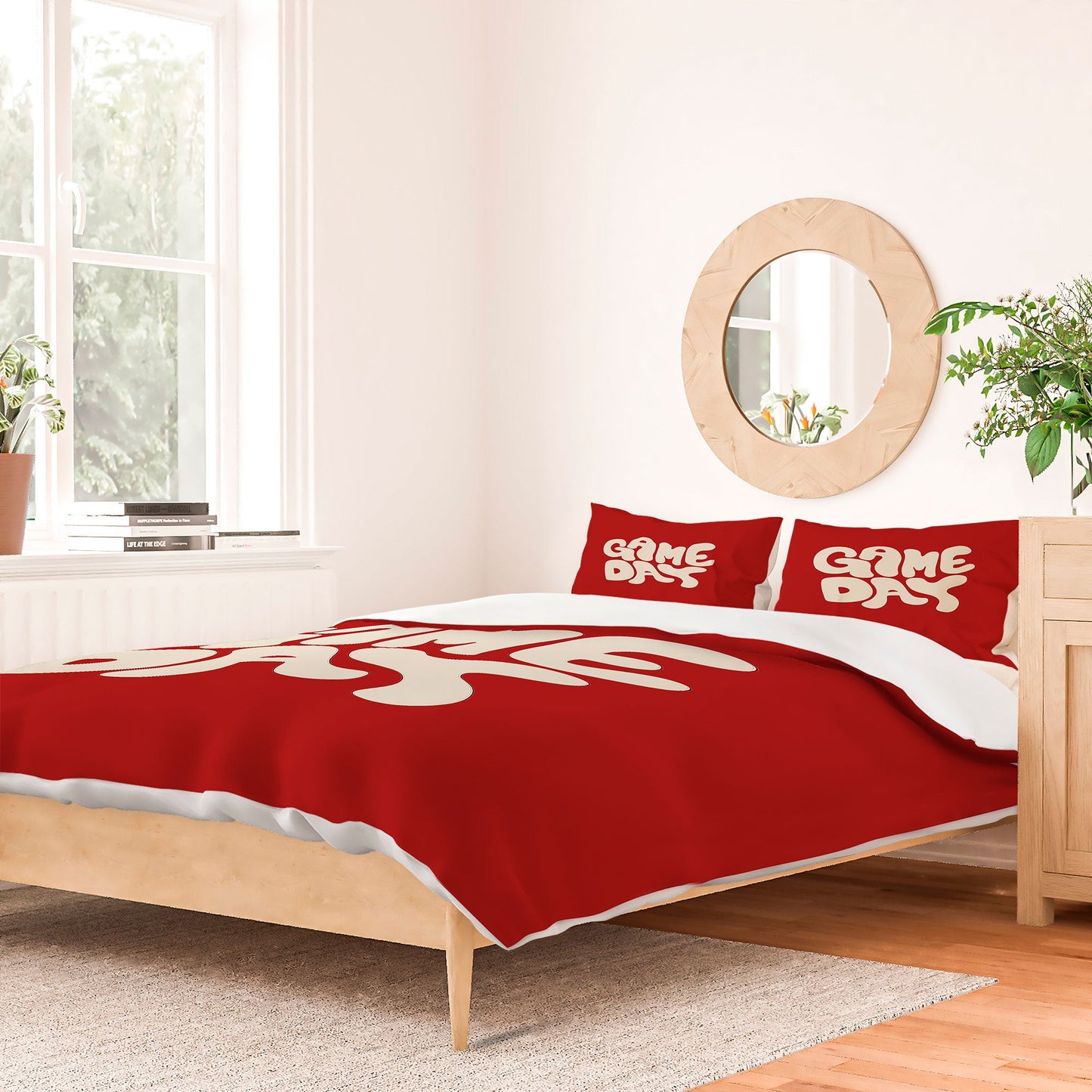 DENY Designs Gameday Red and White 1 Duvet Cover
